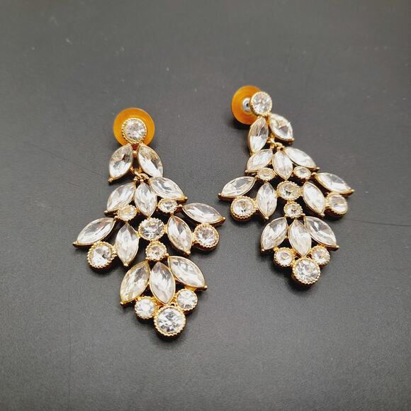 MONET Rhinestone Chandelier Earrings – Wedding / Holiday Glam - Picture 10 of 14